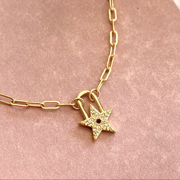 CZ Star Padlock Necklace - Picture 9 of 9